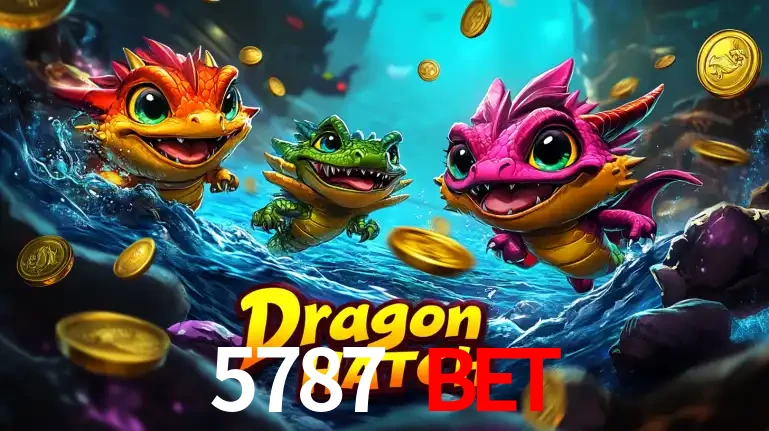 Arte promocional do jogo Dragon Hatch com três adoráveis dragões bebês nadando entre moedas de ouro, um dos slots mais divertidos para jogar no cassino 5787 BET.